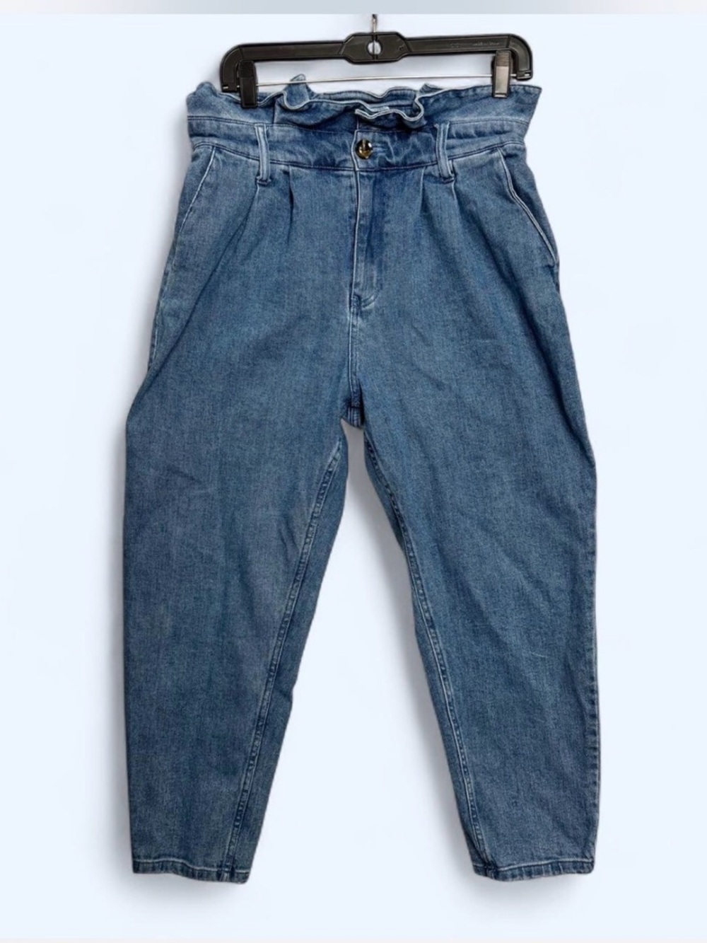 Paperbag High Waist Denim Tapered Jeans Sz 10 Casual Mom 90s Normcore Comfort